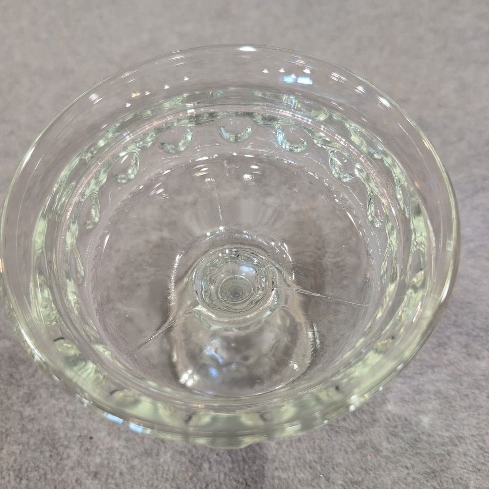 Tiffin Franciscan Kings Crown Clear Pedestal Covered Candy Compote Dish Vintage - Picture 5 of 8